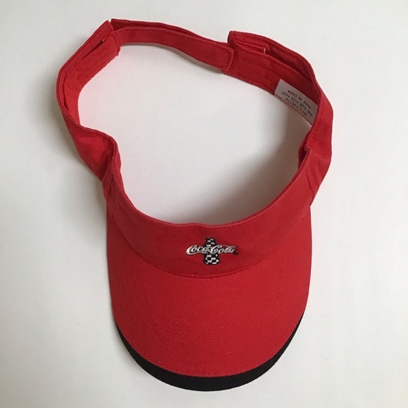 Coca Cola Racing Visor Cap Checkered Coke Bottle Hat NASCAR Strap Adjusts Cotton - Picture 6 of 9